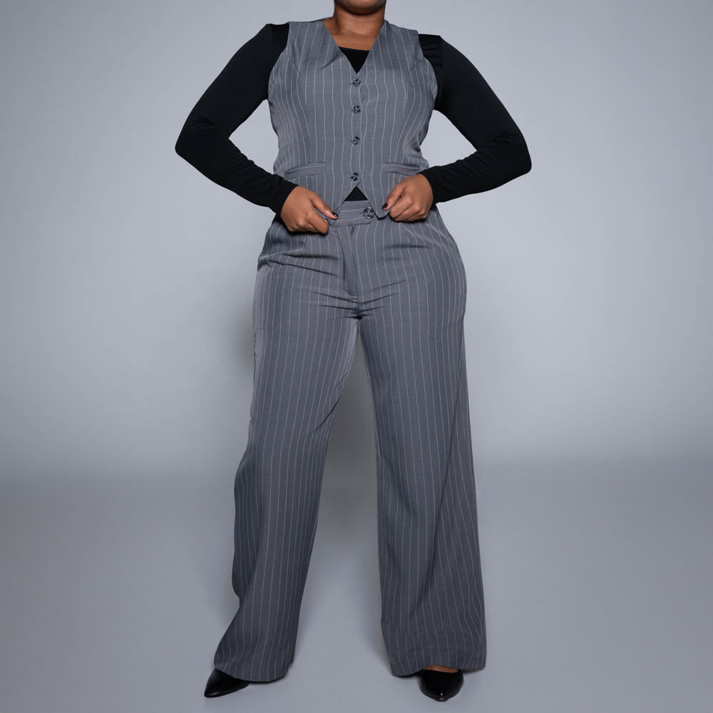 Grey Stripe Suit Waistcoat