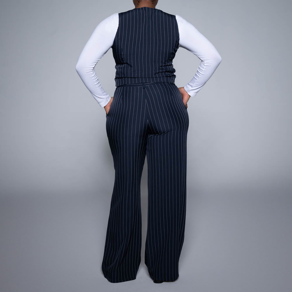Navy Stripe Slax Suit Pants