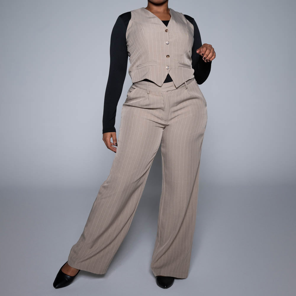 Stone Stripe Suit Waistcoat