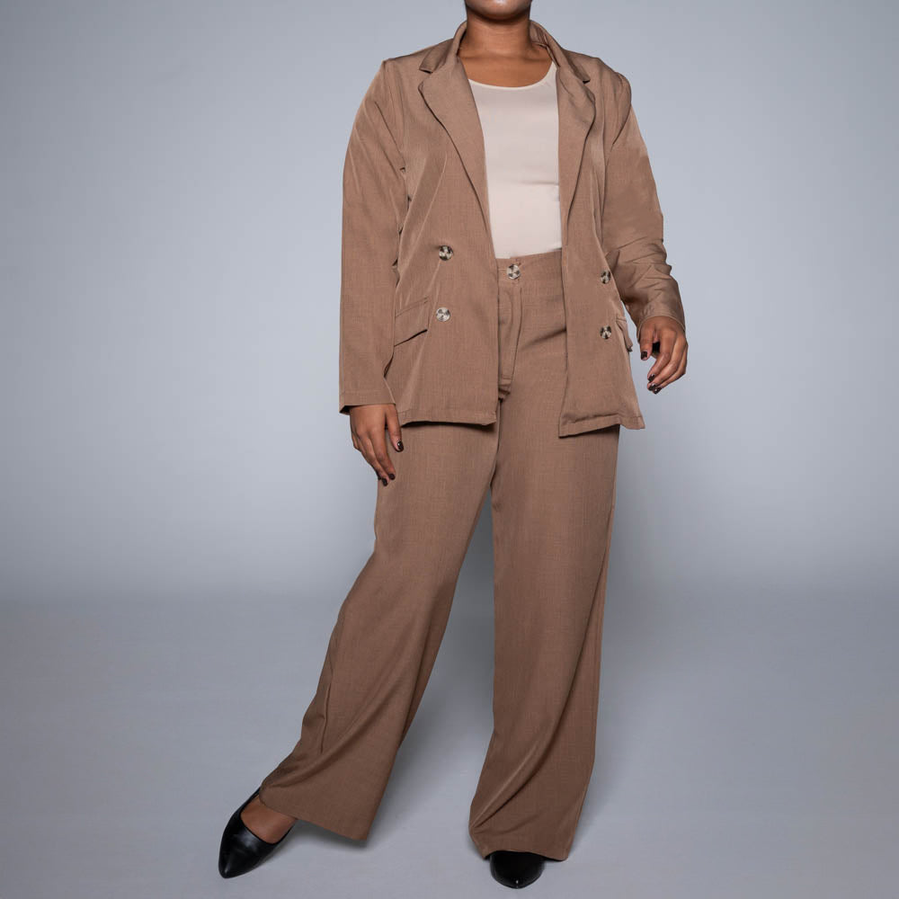 Brown Long Sleeve Suit Jacket