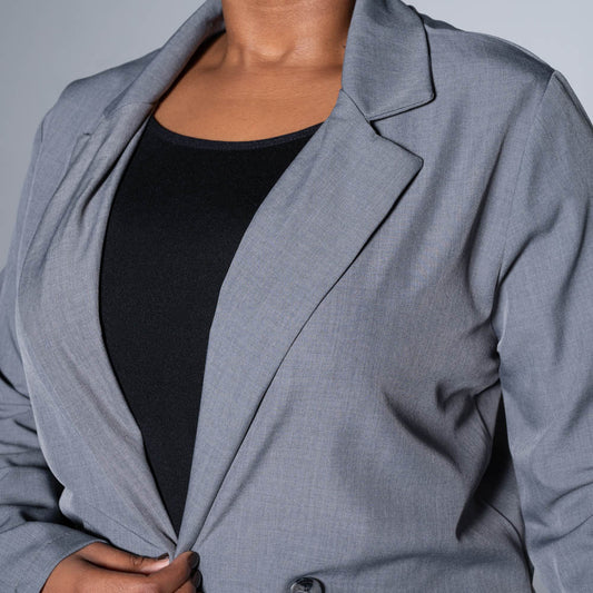 Grey Long Sleeve Suit Jacket