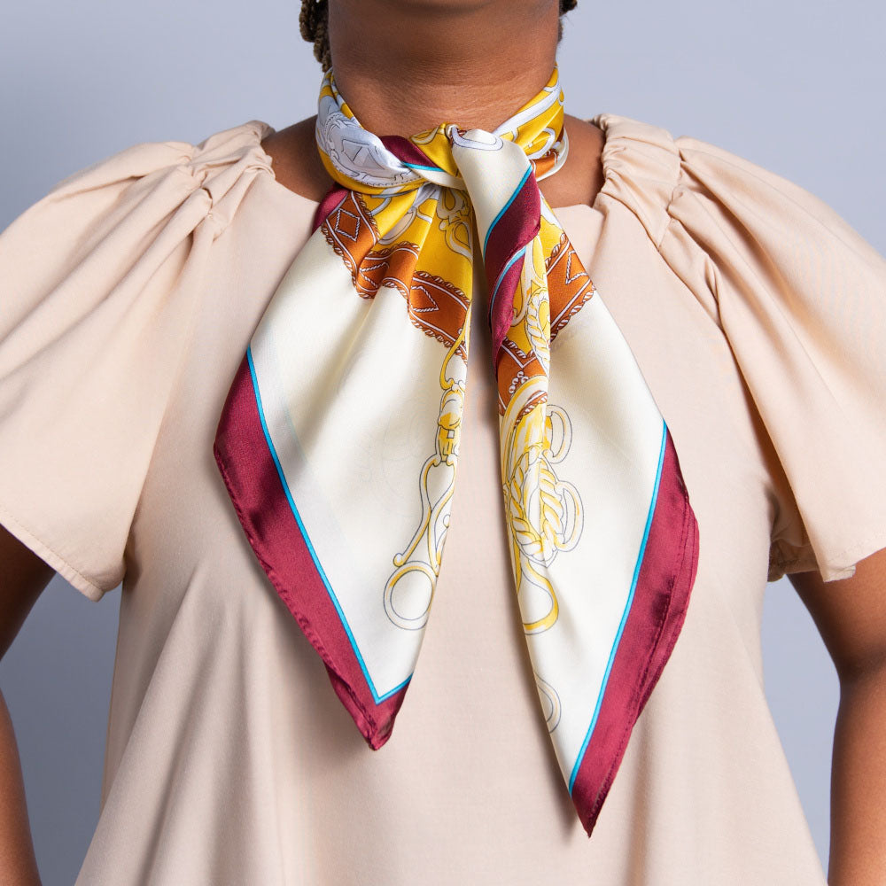 Outfit Hermes Scarf Rings Maroon Neck Scarf