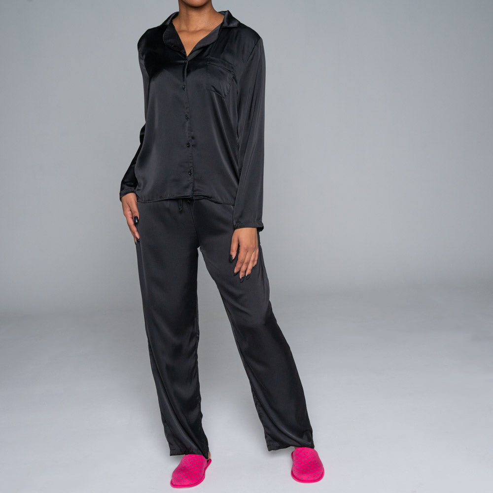 Black Satin Pyjamas