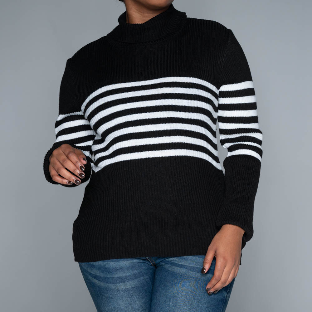 Black Stripe Poloneck Jumper