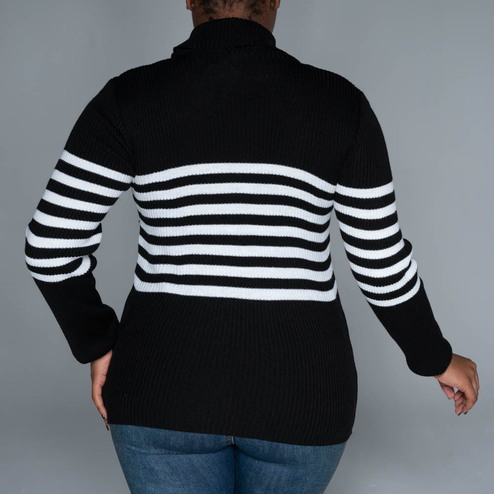 Black Stripe Poloneck Jumper