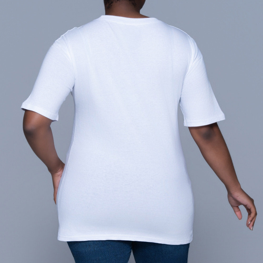 White Statement Print Oversized Tee