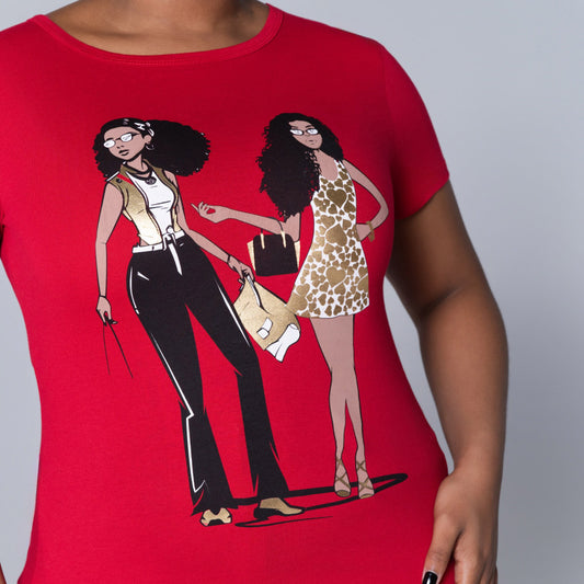 Red Handbag Print Top