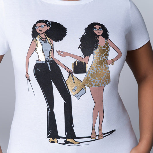 White Handbag Print Top