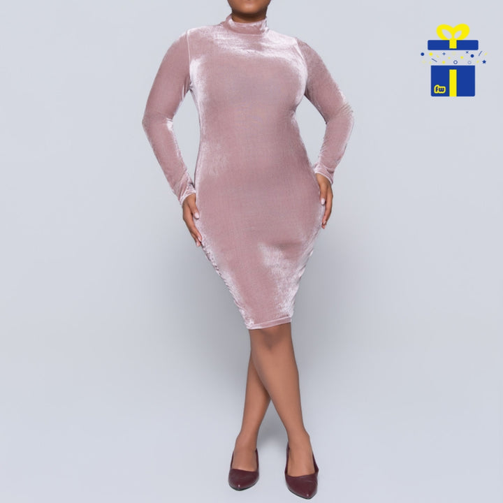 Long Sleeve Mauve Velour Dress
