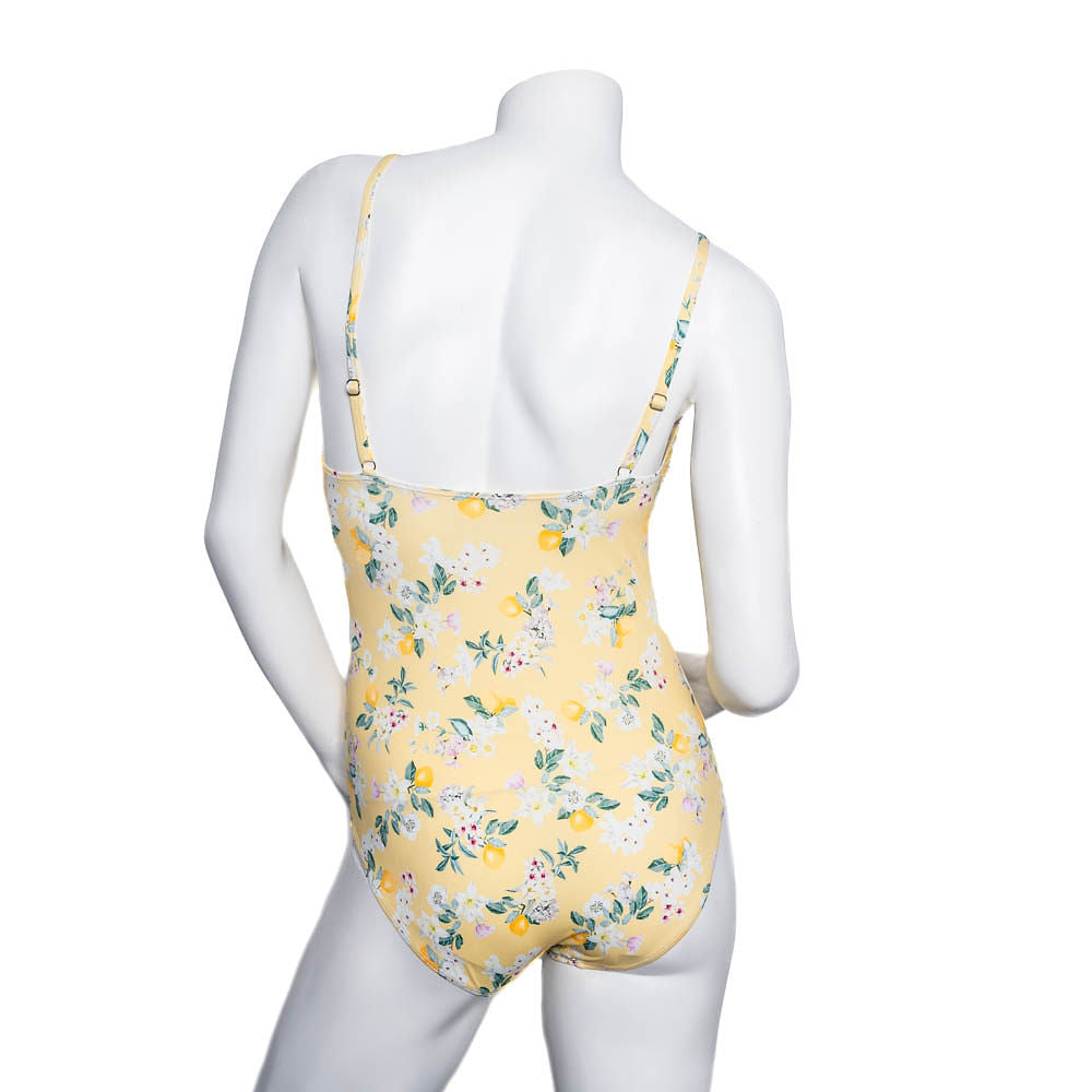 Printed Yellow One Piece Swimwear Set