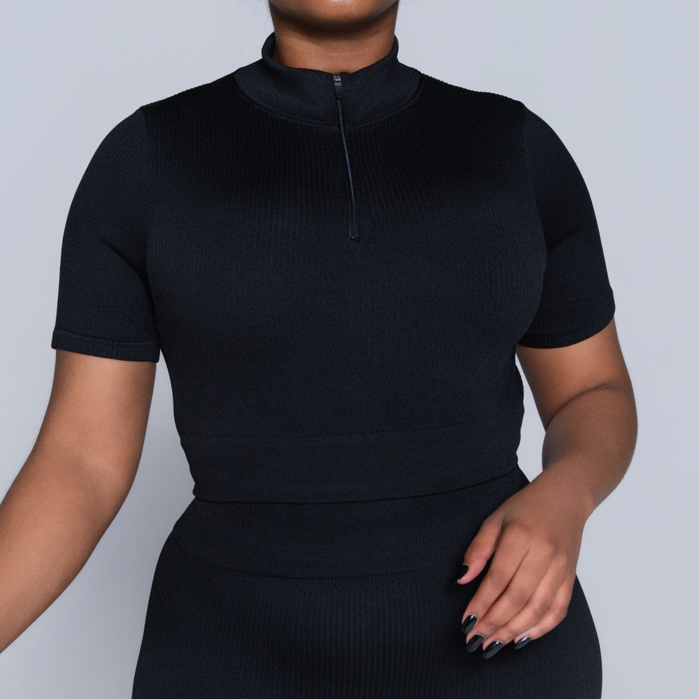 Black Zip Detail Gym Top