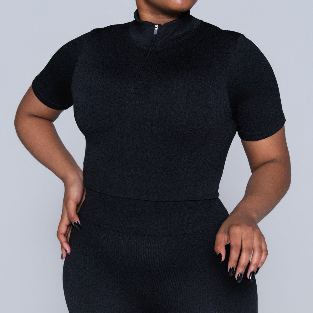 Black Zip Detail Gym Top