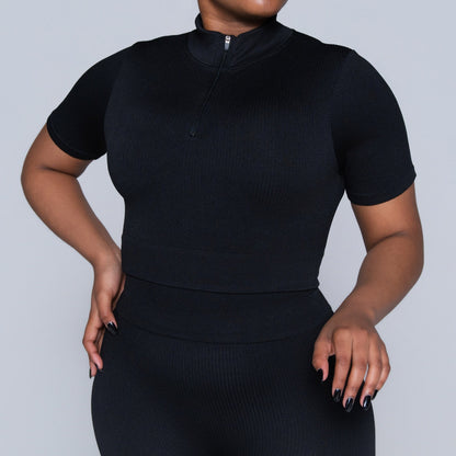 Black Zip Detail Gym Top
