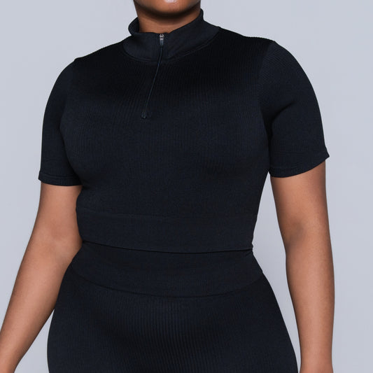 Black Zip Detail Gym Top