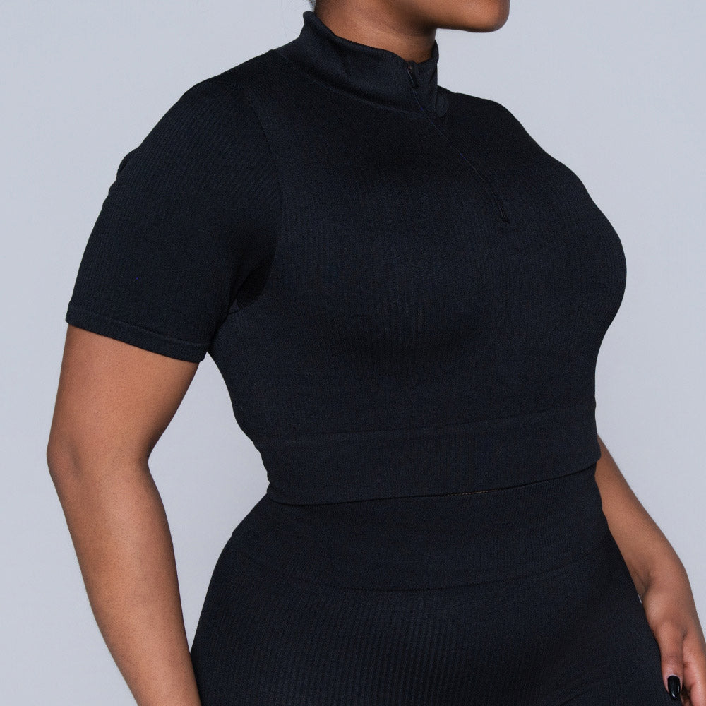 Black Zip Detail Gym Top