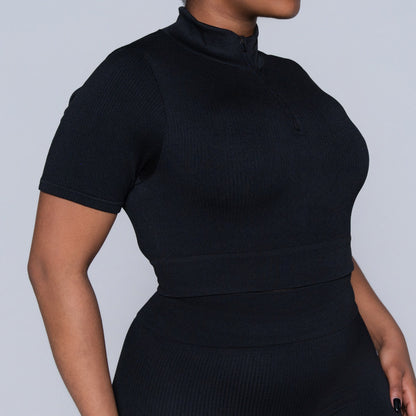 Black Zip Detail Gym Top