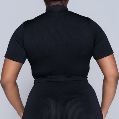 Black Zip Detail Gym Top