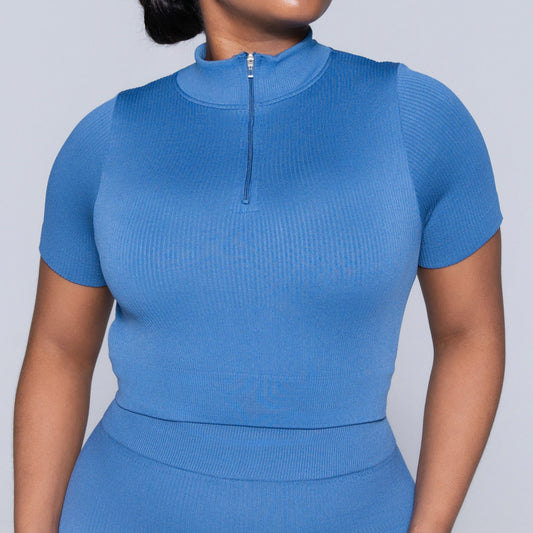 Blue Zip Detail Gym Top