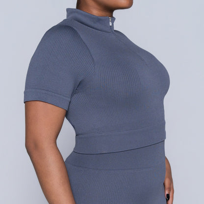 Grey Zip Detail Gym Top