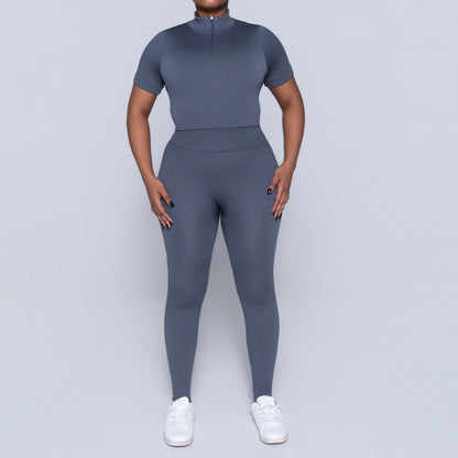 Grey Zip Detail Gym Top