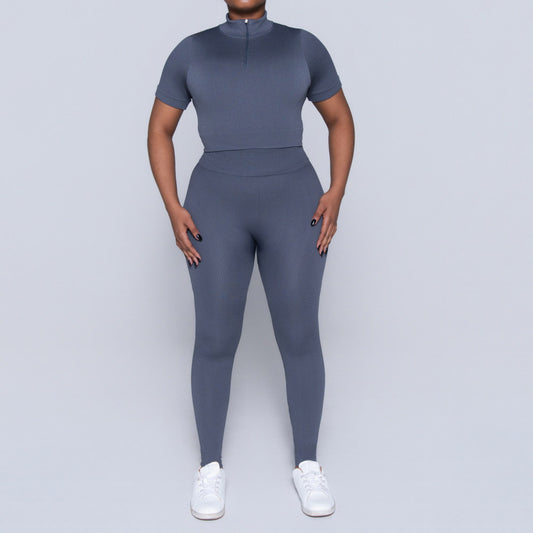 Grey Zip Detail Gym Top