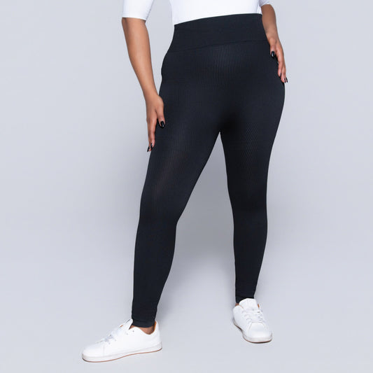 Black Ribbed Gym  Leggings