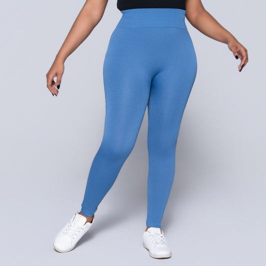 Light Blue Ribbed Gym  Leggings