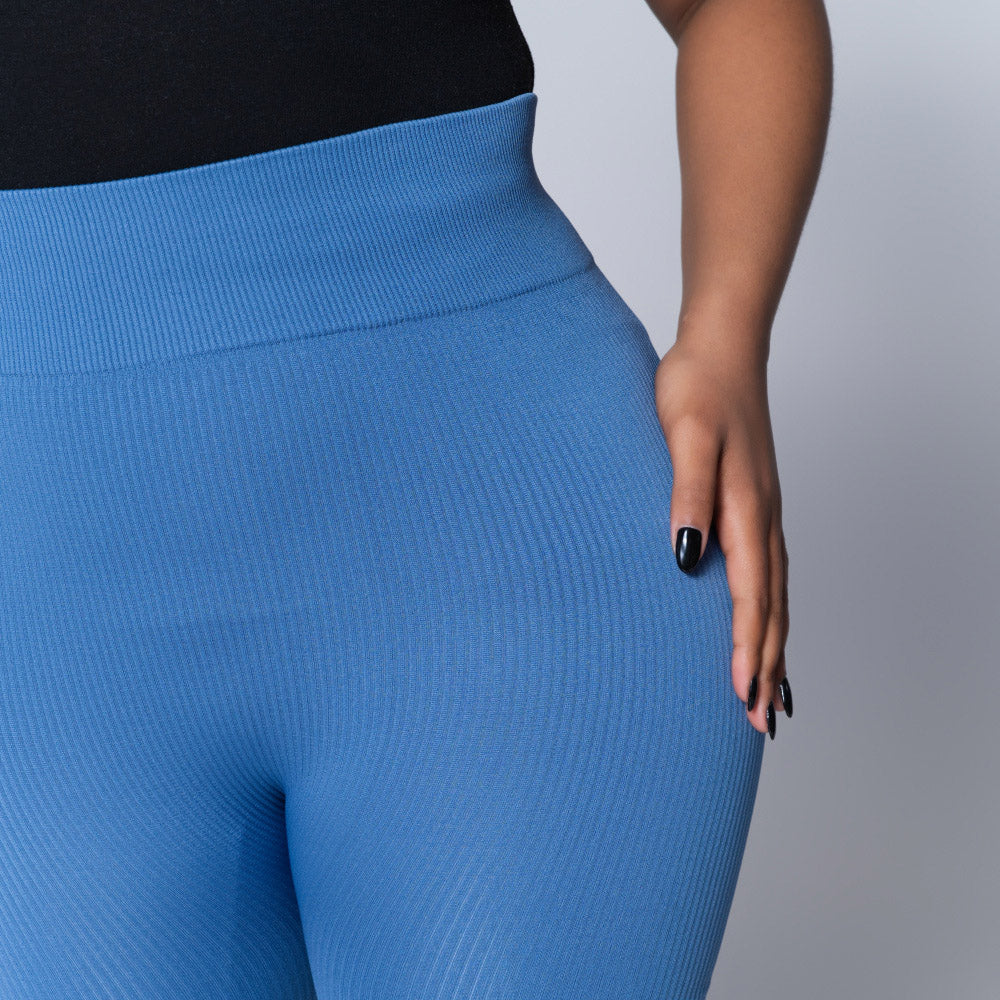 Light Blue Ribbed Gym  Leggings