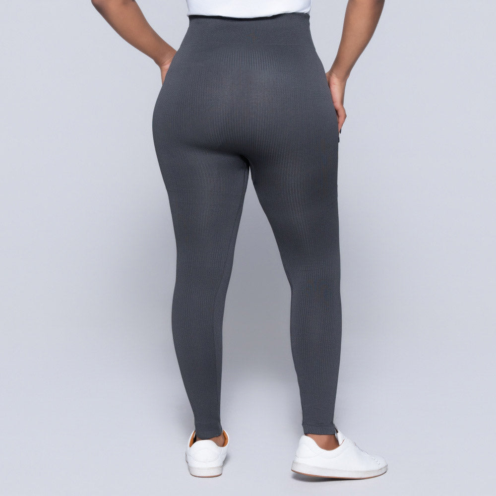 Grey Ribbed Gym  Leggings
