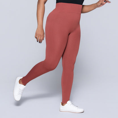Rust Ribbed Gym  Leggings