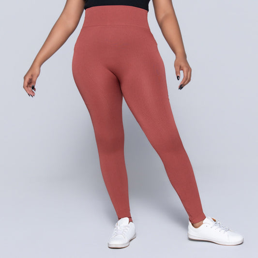 Rust Ribbed Gym  Leggings
