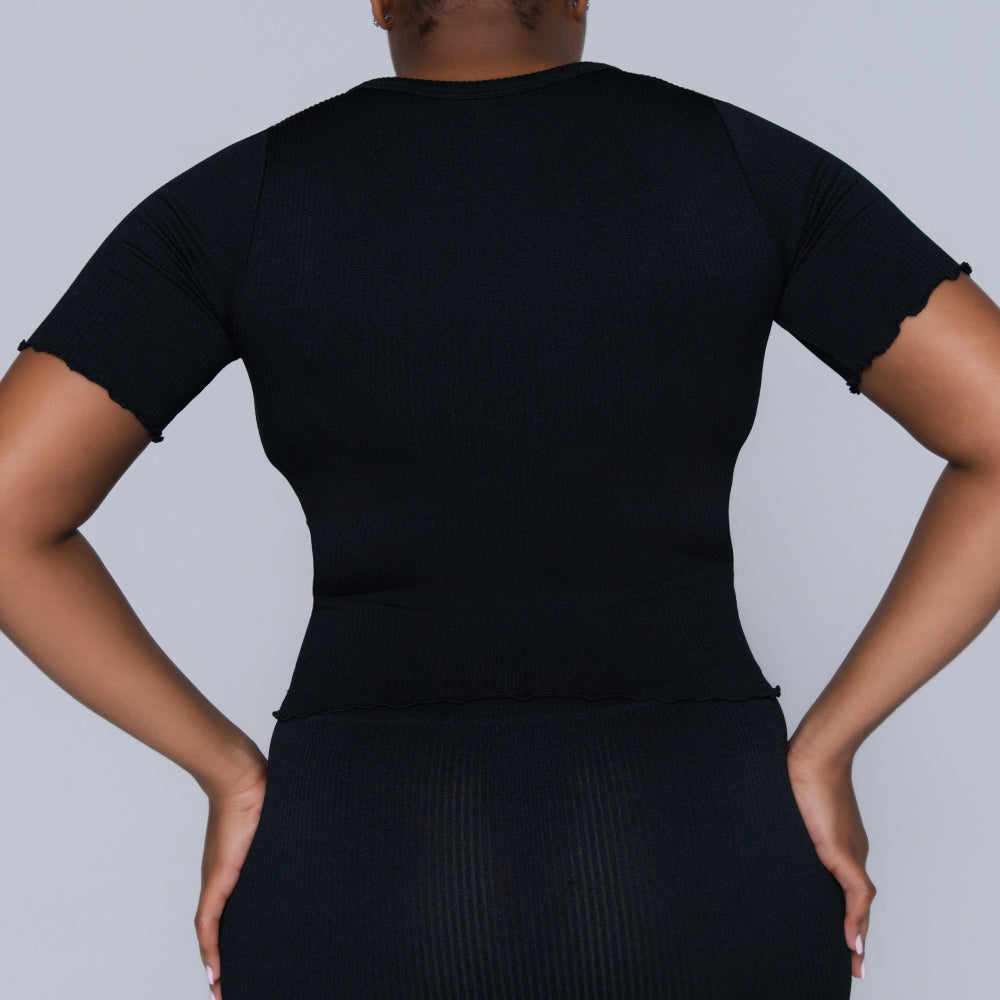 Frill Edit Black Gym Top