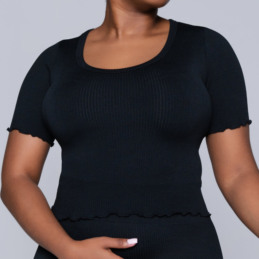 Frill Edit Black Gym Top