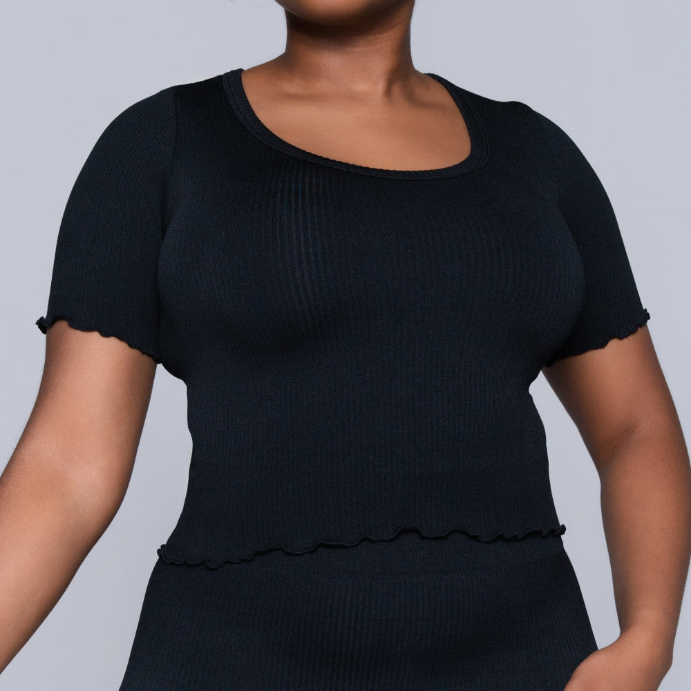 Frill Edit Black Gym Top