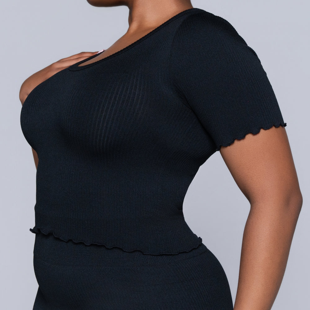 Frill Edit Black Gym Top