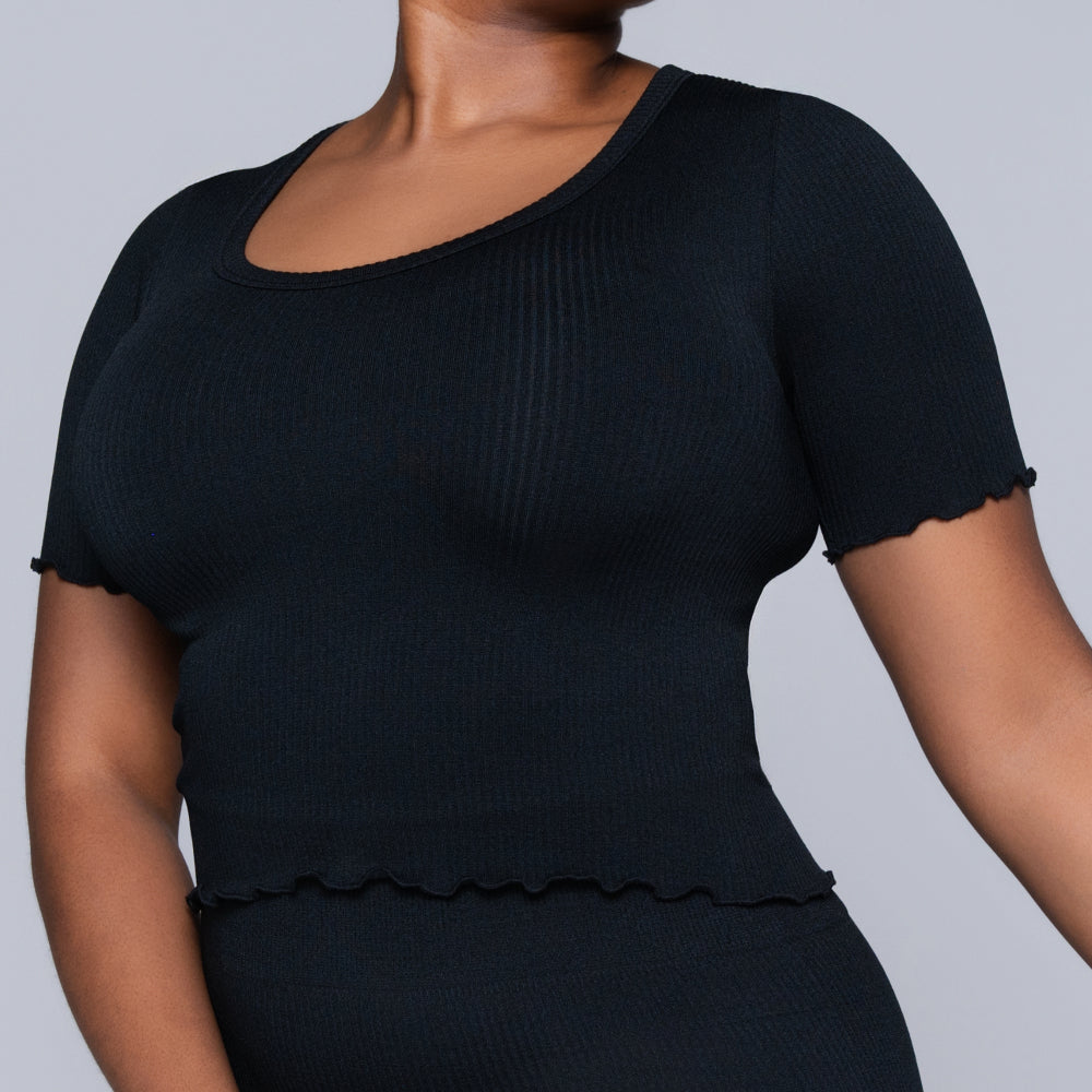 Frill Edit Black Gym Top