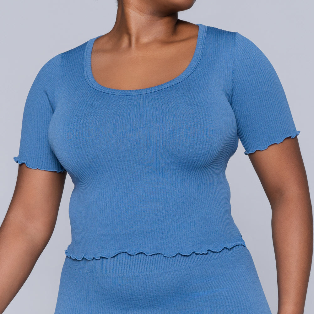 Frill Edit Blue Gym Top