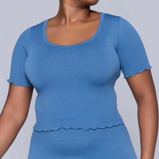 Frill Edit Blue Gym Top