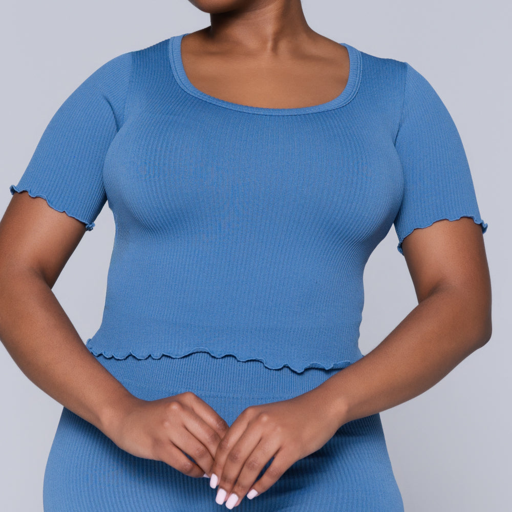 Frill Edit Blue Gym Top