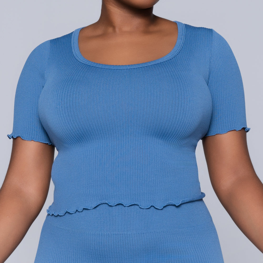 Frill Edit Blue Gym Top