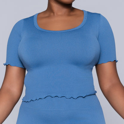 Frill Edit Blue Gym Top