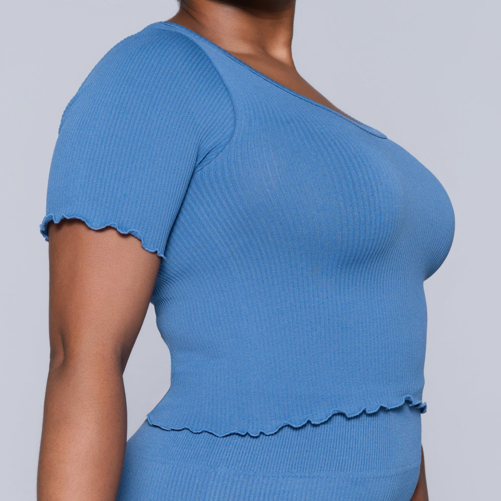 Frill Edit Blue Gym Top