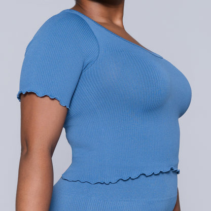 Frill Edit Blue Gym Top