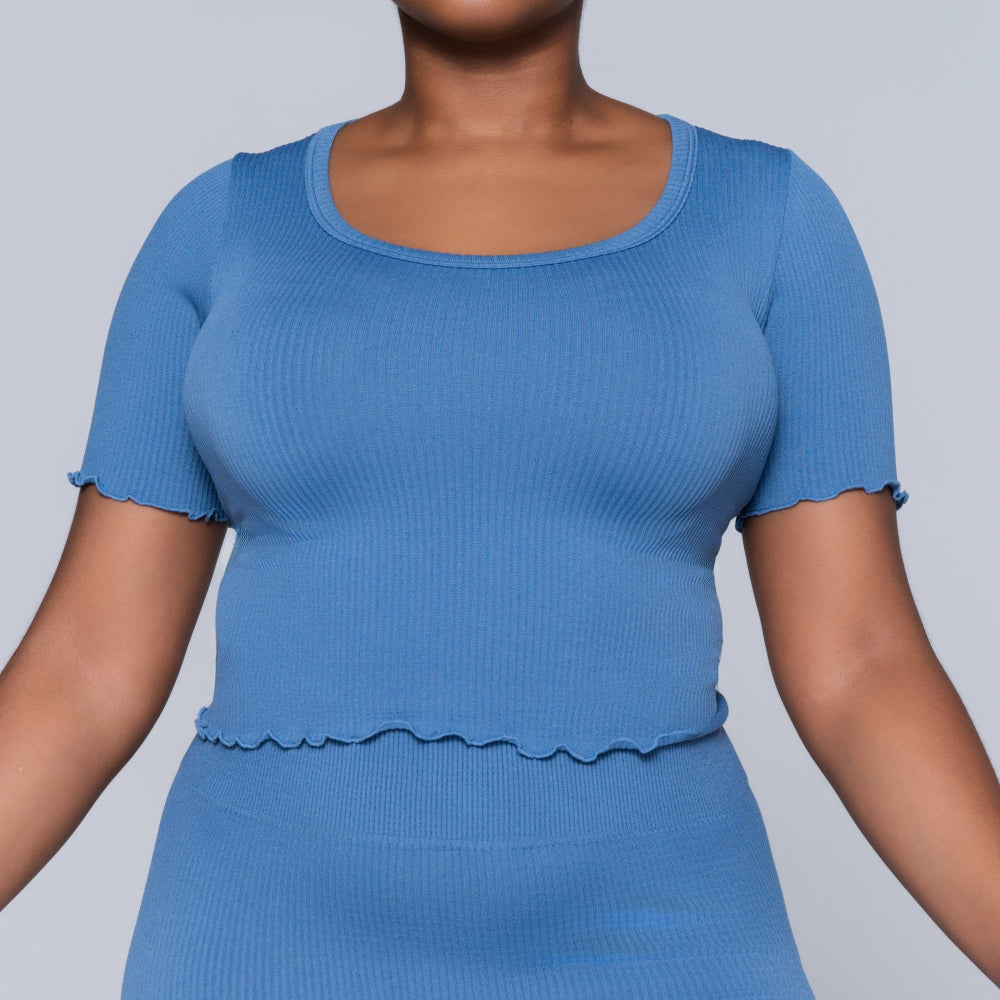 Frill Edit Blue Gym Top