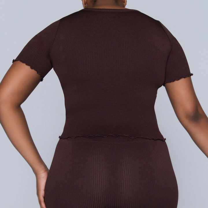 Frill Edit Brown Gym Top