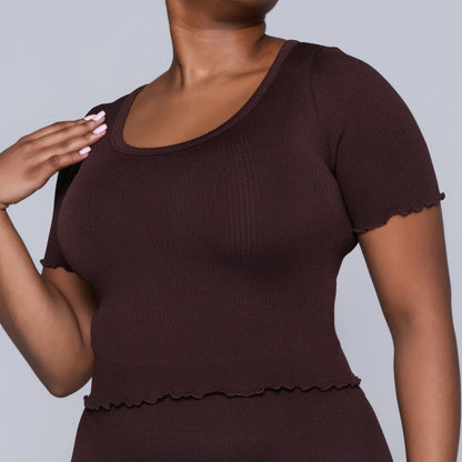 Frill Edit Brown Gym Top