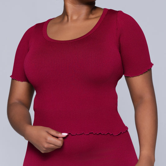 Frill Edit Red Gym Top