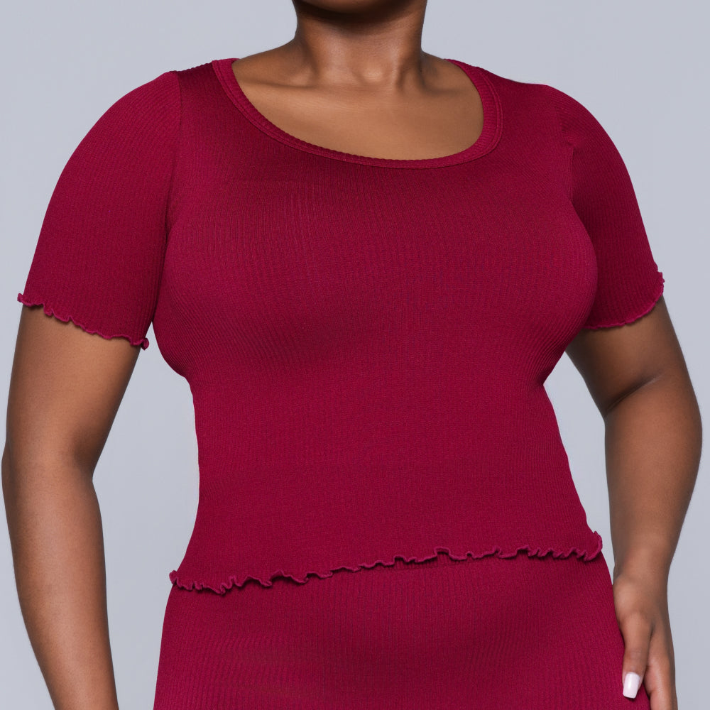 Frill Edit Red Gym Top