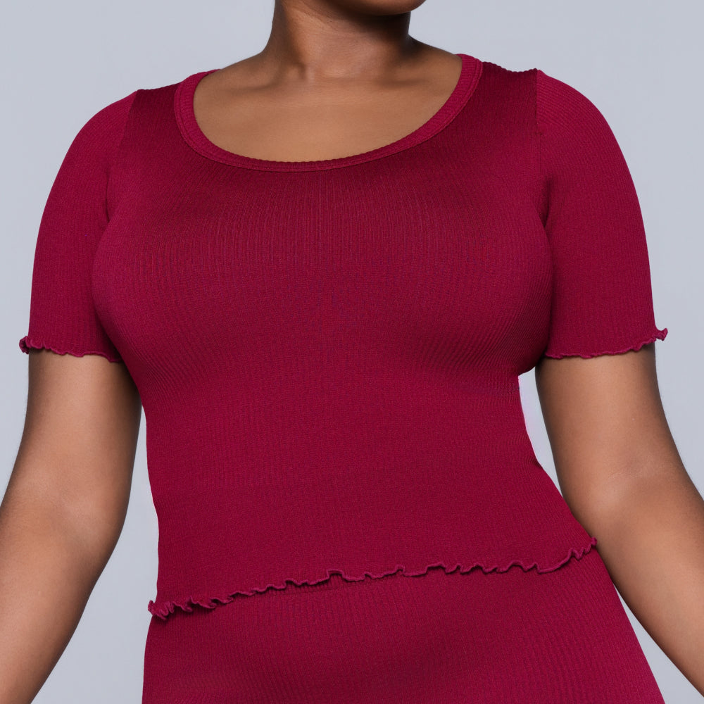 Frill Edit Red Gym Top