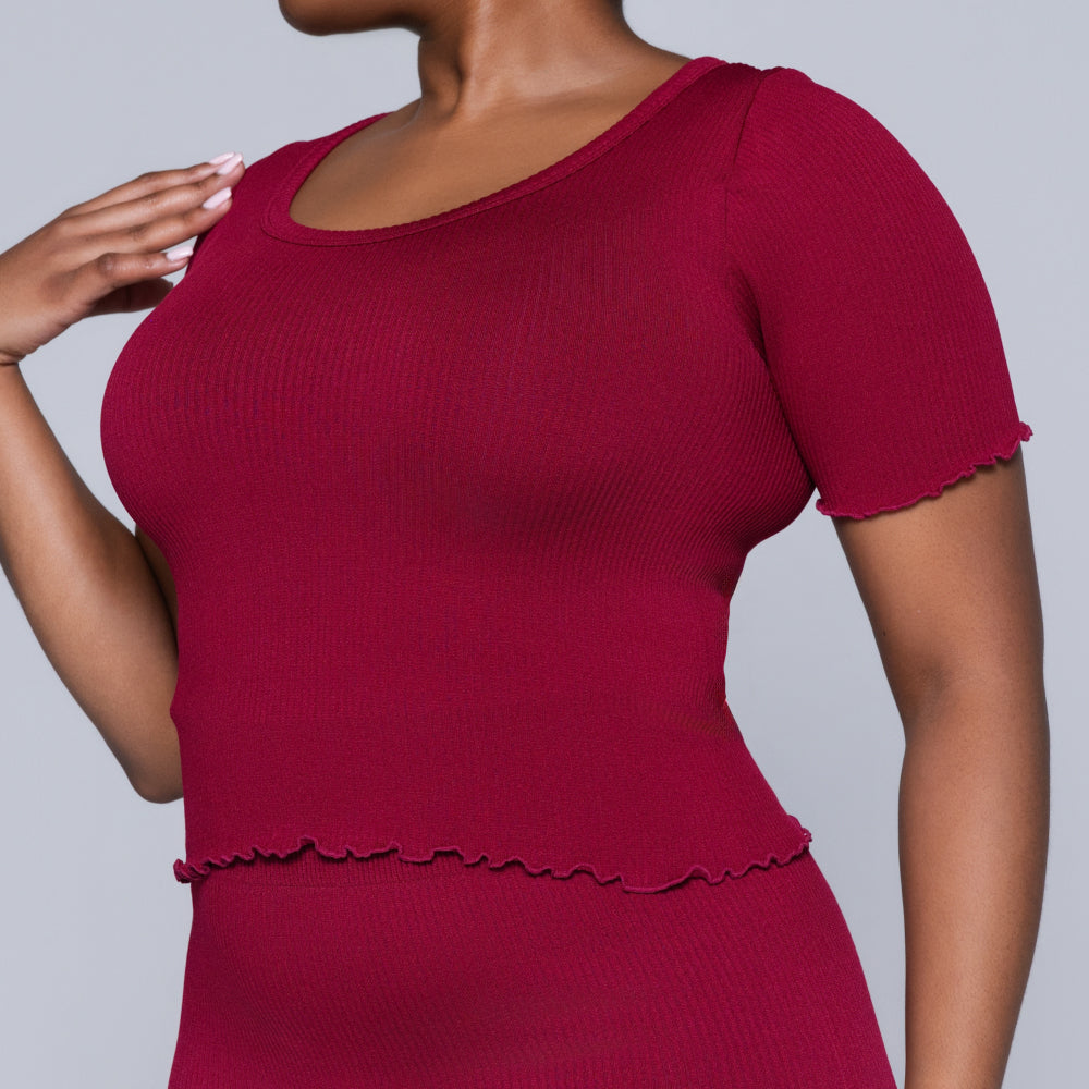 Frill Edit Red Gym Top